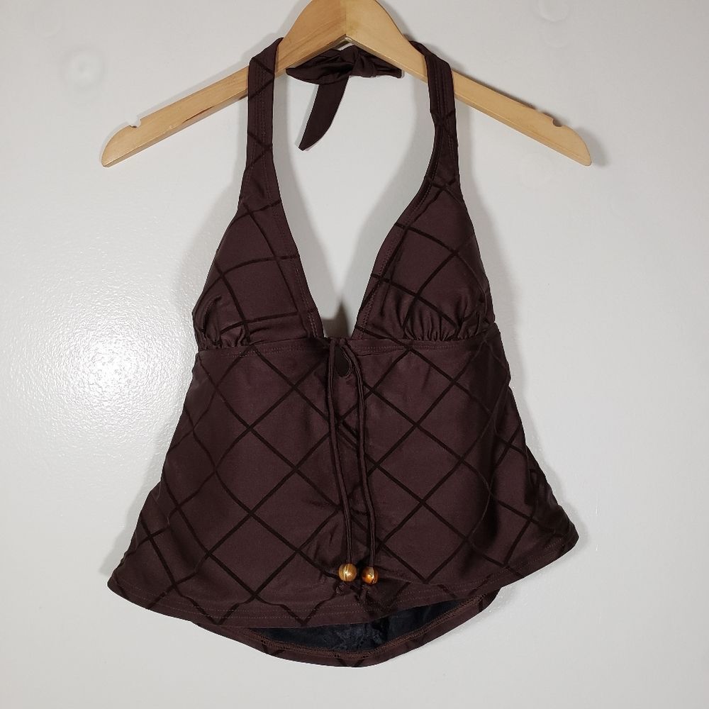 Isaac Mizrahi for Target Brown Halter Bikini Swim Top Size L